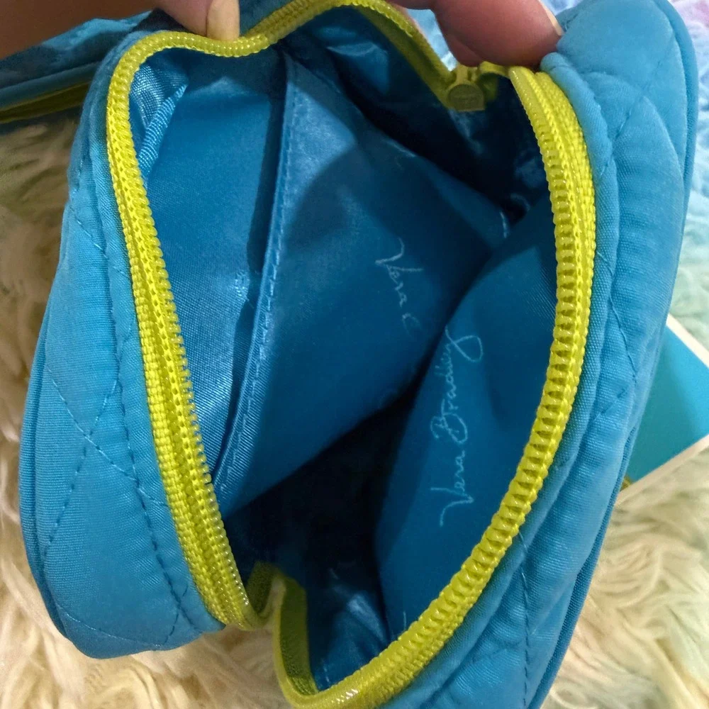 Vera Bradley Wallet and Cosmetic Pouch Set Womens OS Blue Green Like New Quilted